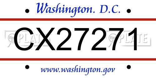 CX27271 District Of Columbia License Plate