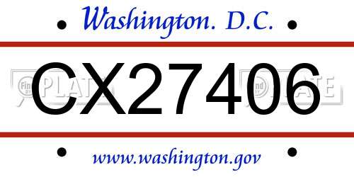 CX27406 District Of Columbia License Plate