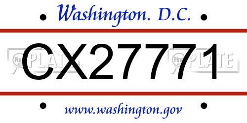 CX27771 District Of Columbia License Plate