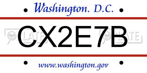 CX2E7B District Of Columbia License Plate