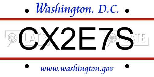 CX2E7S District Of Columbia License Plate