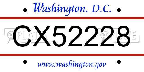 CX52228 District Of Columbia License Plate