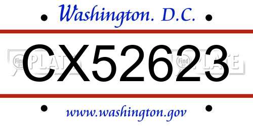CX52623 District Of Columbia License Plate