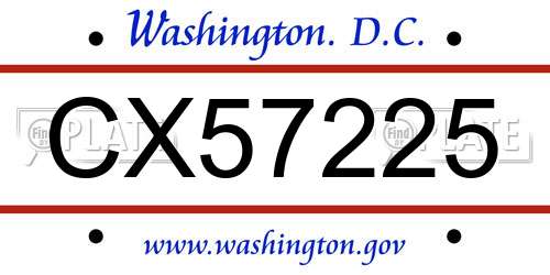 CX57225 District Of Columbia License Plate
