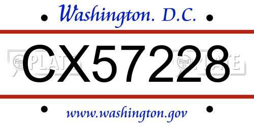 CX57228 District Of Columbia License Plate
