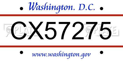 CX57275 District Of Columbia License Plate