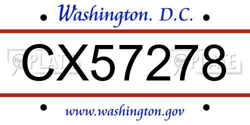 CX57278 District Of Columbia License Plate