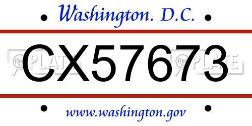 CX57673 District Of Columbia License Plate