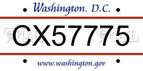 CX57775 District Of Columbia License Plate