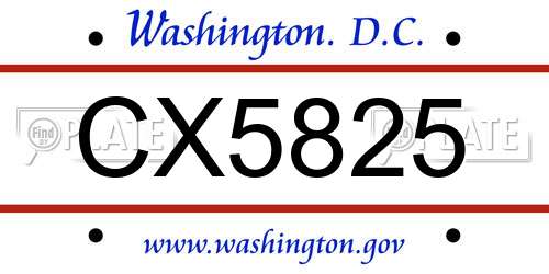 CX5825 District Of Columbia License Plate