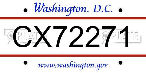 CX72271 District Of Columbia License Plate