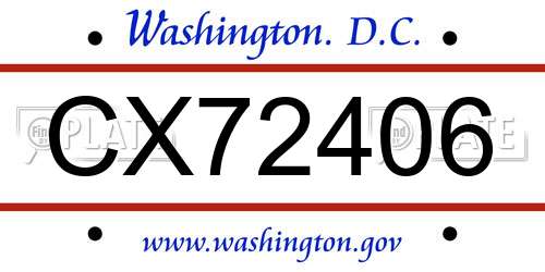 CX72406 District Of Columbia License Plate