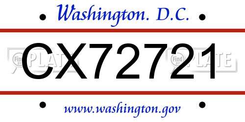 CX72721 District Of Columbia License Plate