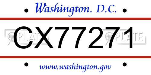 CX77271 District Of Columbia License Plate