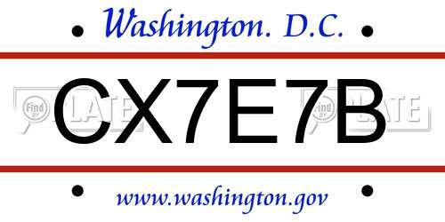 CX7E7B District Of Columbia License Plate