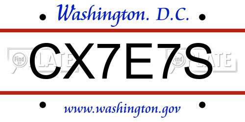 CX7E7S District Of Columbia License Plate