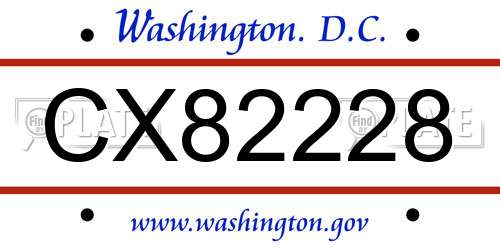 CX82228 District Of Columbia License Plate