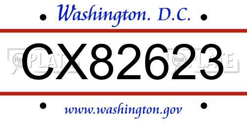 CX82623 District Of Columbia License Plate