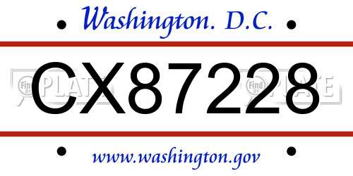 CX87228 District Of Columbia License Plate