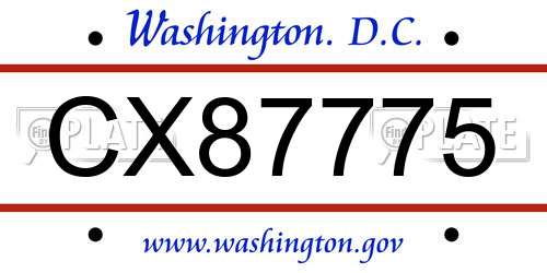 CX87775 District Of Columbia License Plate