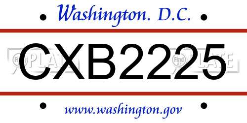 CXB2225 District Of Columbia License Plate