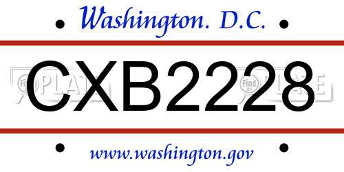 CXB2228 District Of Columbia License Plate