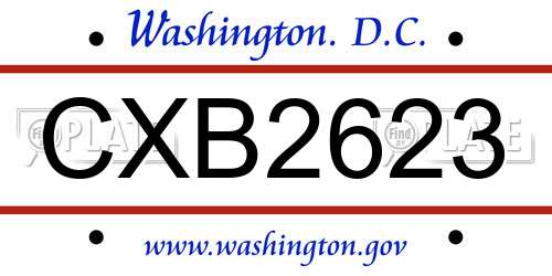 CXB2623 District Of Columbia License Plate