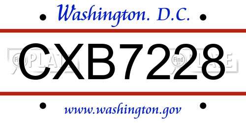 CXB7228 District Of Columbia License Plate