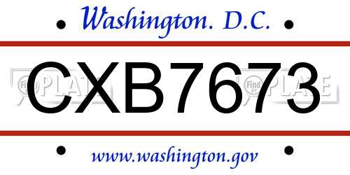 CXB7673 District Of Columbia License Plate