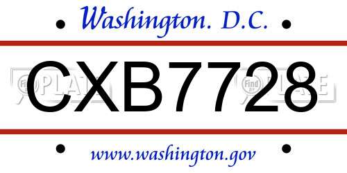 CXB7728 District Of Columbia License Plate
