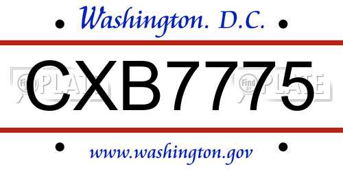 CXB7775 District Of Columbia License Plate