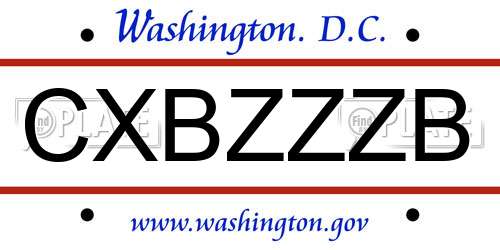 CXBZZZB District Of Columbia License Plate