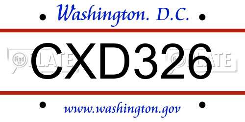 CXD326 District Of Columbia License Plate
