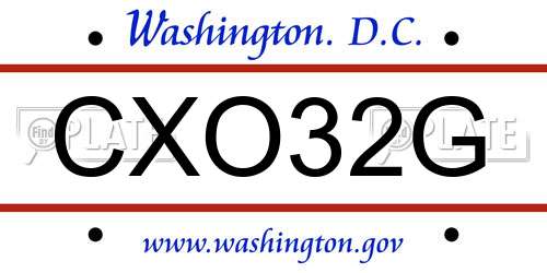 CXO32G District Of Columbia License Plate