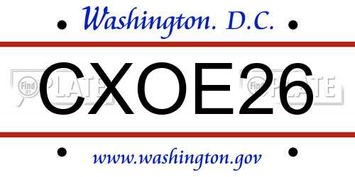 CXOE26 District Of Columbia License Plate