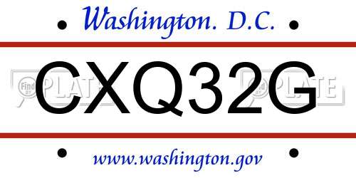 CXQ32G District Of Columbia License Plate