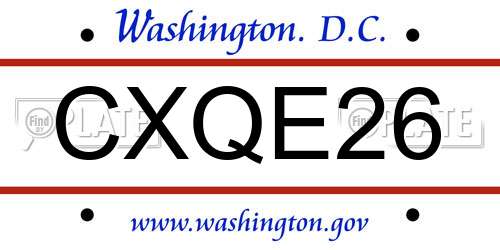 CXQE26 District Of Columbia License Plate