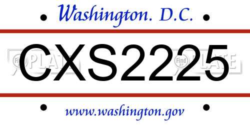 CXS2225 District Of Columbia License Plate