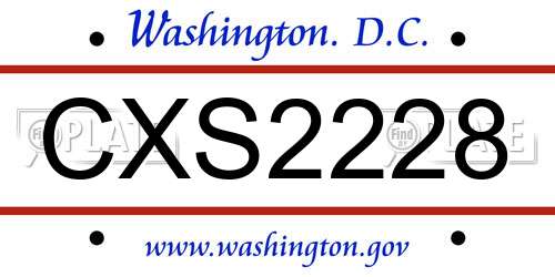 CXS2228 District Of Columbia License Plate