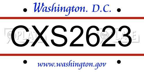 CXS2623 District Of Columbia License Plate