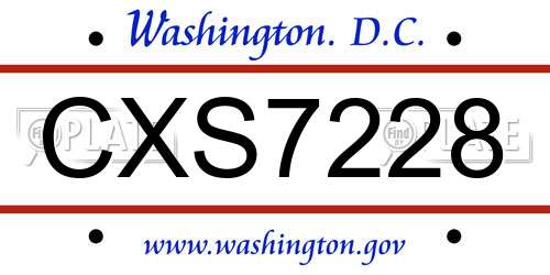 CXS7228 District Of Columbia License Plate