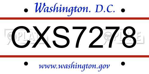 CXS7278 District Of Columbia License Plate