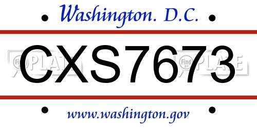 CXS7673 District Of Columbia License Plate