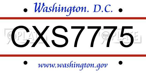 CXS7775 District Of Columbia License Plate