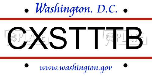 CXSTTTB District Of Columbia License Plate