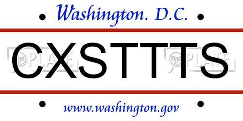 CXSTTTS District Of Columbia License Plate