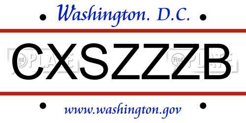 CXSZZZB District Of Columbia License Plate