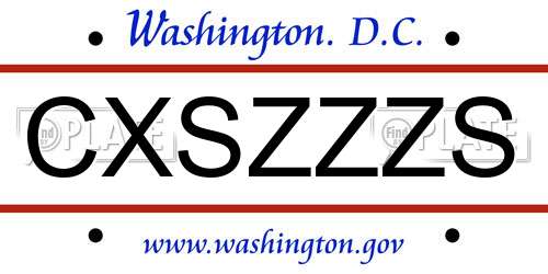 CXSZZZS District Of Columbia License Plate