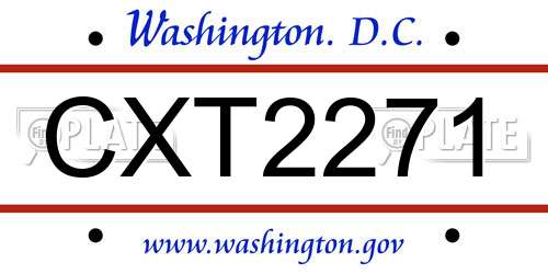 CXT2271 District Of Columbia License Plate