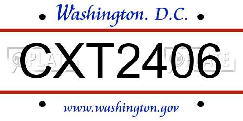 CXT2406 District Of Columbia License Plate